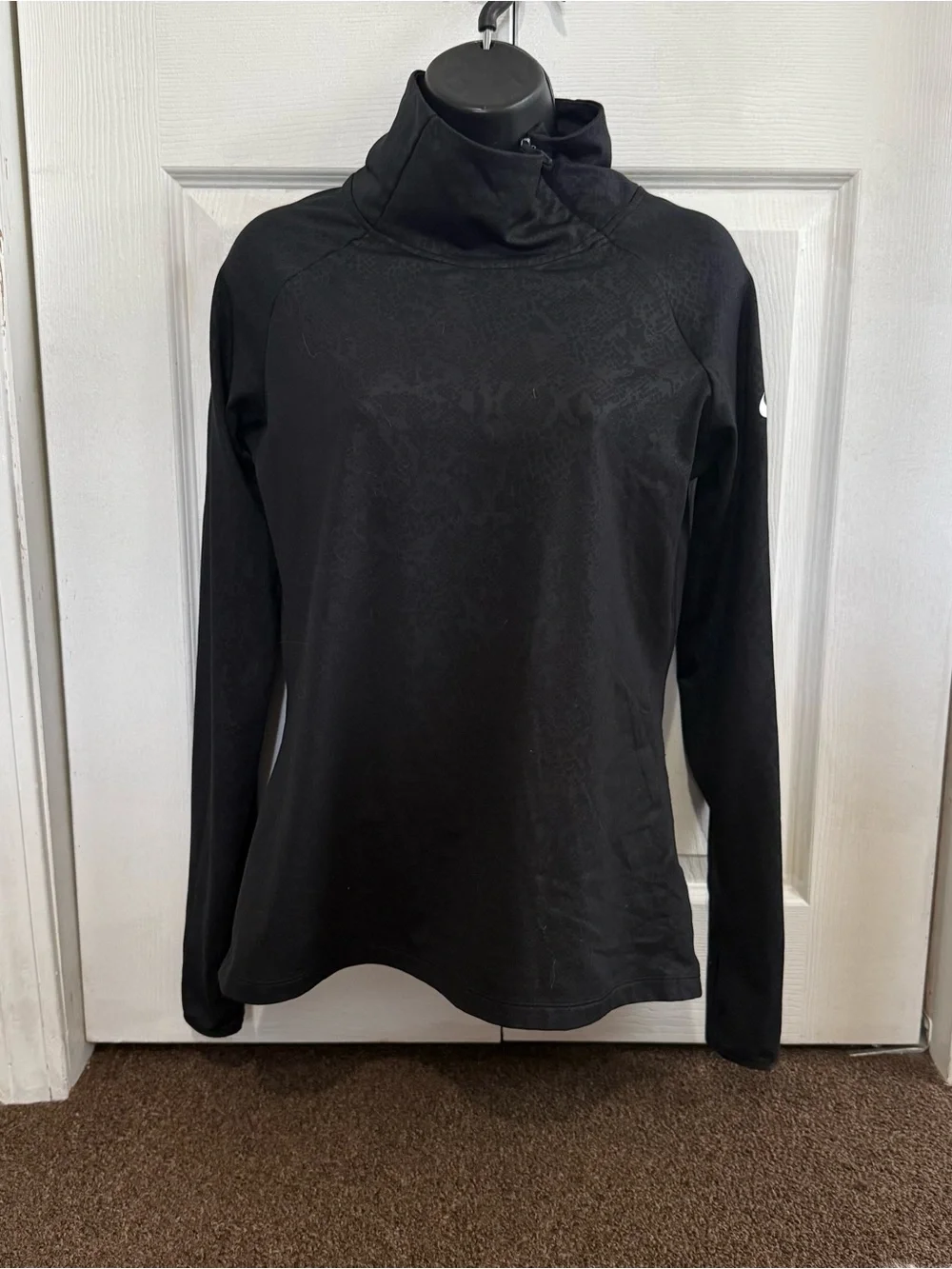 Black Women's Long-Sleeve Funnel Neck Top